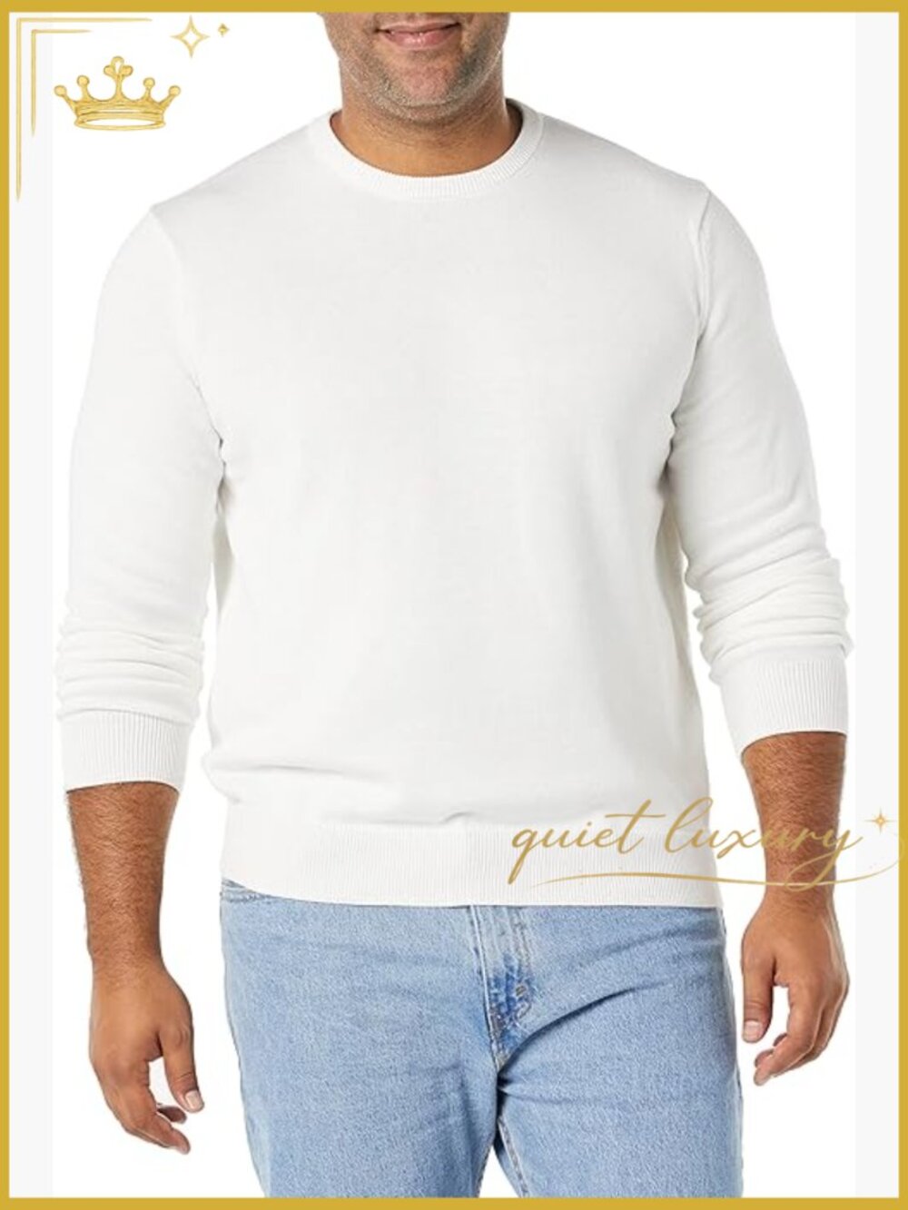 Men's Long-Sleeve Crewneck Sweater 100% Cotton Big & Tall Options